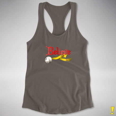 Believe Intersex Pride Flag Jingle Bell Racerback Tank - Dark Grey